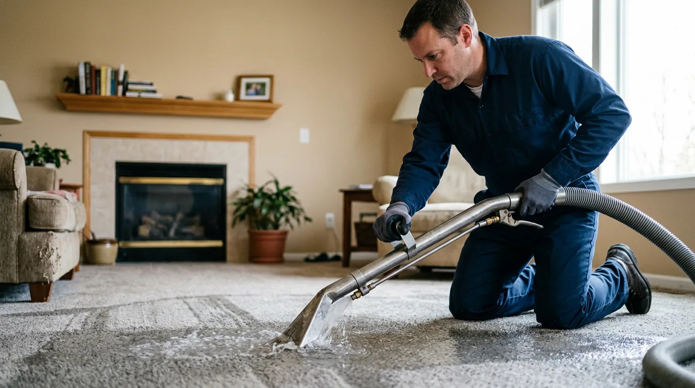 Water damage restoration technician working near Manistee, MI